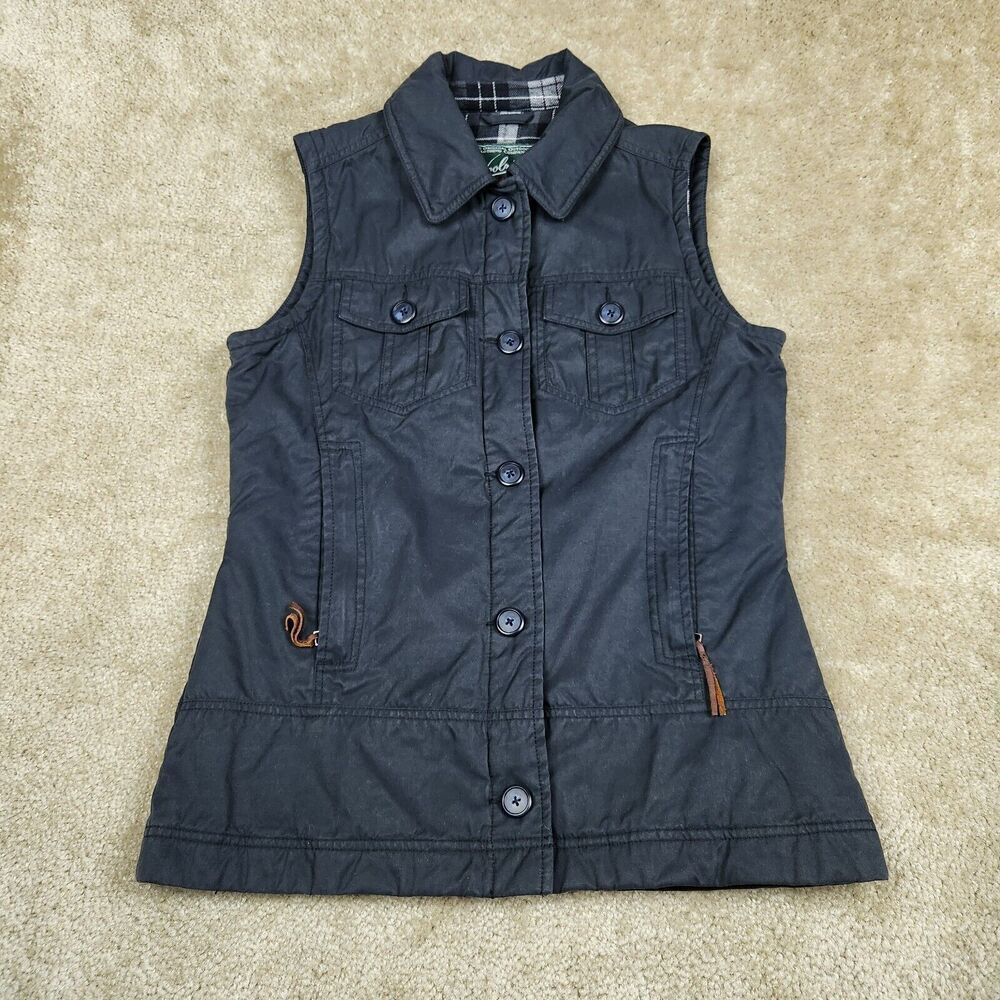 Woolrich Vest Womens Small Gray Flannel Lined Full Zip Pockets Basic Layer